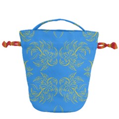 Floral Folk Damask Pattern Fantasy Flowers Floral Geometric Fantasy Drawstring Bucket Bag by Eskimos