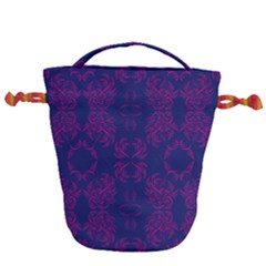 Floral Folk Damask Pattern Fantasy Flowers  Drawstring Bucket Bag by Eskimos