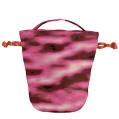 Pink  Waves Flow Series 6 Drawstring Bucket Bag by DimitriosArt