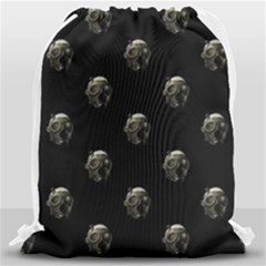 Creepy Head Sculpture With Respirator Motif Pattern Drawstring Bag (large) by dflcprintsclothing