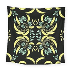 Floral Folk Damask Pattern Fantasy Flowers  Square Tapestry (large) by Eskimos