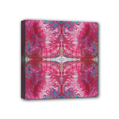 Red On Pink Arabesque Mini Canvas 4  X 4  (stretched) by kaleidomarblingart