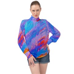 Fractal High Neck Long Sleeve Chiffon Top by Sparkle