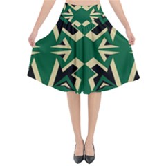 Abstract Pattern Geometric Backgrounds   Flared Midi Skirt by Eskimos
