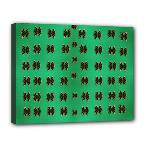 Butterflies In Fresh Green Environment Canvas 14  X 11  (stretched) by pepitasart