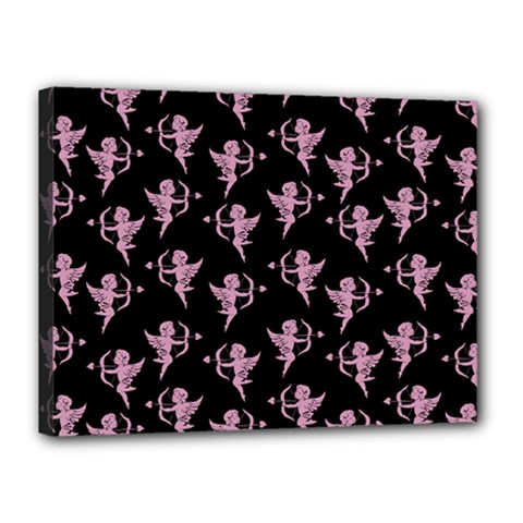 Cupid Pattern Canvas 16  X 12  (stretched) by Valentinaart