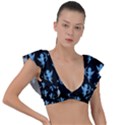 Cupid pattern Plunge Frill Sleeve Bikini Top View1