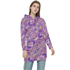 Liquid Art Pouring Abstract Seamless Pattern Tiger Eyes Women s Long Oversized Pullover Hoodie by artico