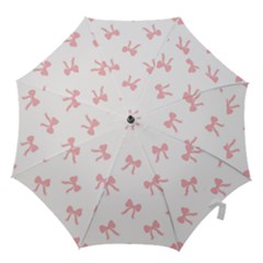 Pink Bow Cute Pattern Hook Handle Umbrellas (medium) by Littlebird