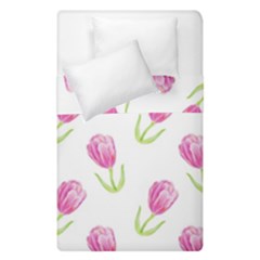 Tulips Watercolor Pattern Duvet Cover Double Side (single Size) by Littlebird