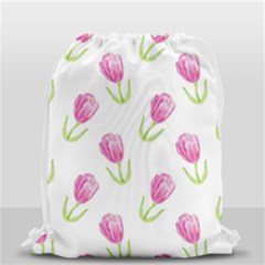 Tulips Watercolor Pattern Drawstring Bag (small) by Littlebird
