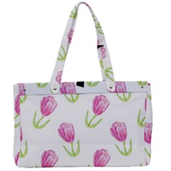 Tulips Watercolor Pattern Canvas Work Bag by Littlebird