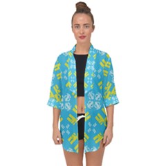 Abstract Pattern Geometric Backgrounds   Open Front Chiffon Kimono by Eskimos