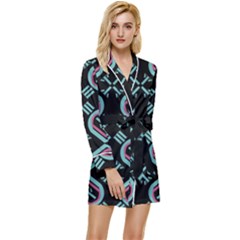 Abstract Pattern Geometric Backgrounds   Long Sleeve Satin Robe by Eskimos