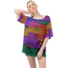 Puzzle Landscape In Beautiful Jigsaw Colors Oversized Chiffon Top by pepitasart