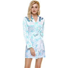 Flower Of Life  Long Sleeve Satin Robe by tony4urban
