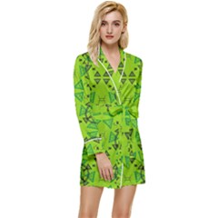 Abstract Pattern Geometric Backgrounds   Long Sleeve Satin Robe by Eskimos