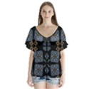 Abstract pattern geometric backgrounds   V-Neck Flutter Sleeve Top View1
