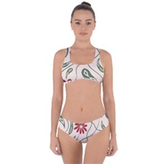  Folk Flowers Floral Art Print Flowers Abstract Art  Criss Cross Bikini Set by Eskimos