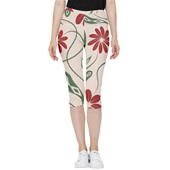  Folk Flowers Floral Art Print Flowers Abstract Art  Inside Out Lightweight Velour Capri Leggings  by Eskimos