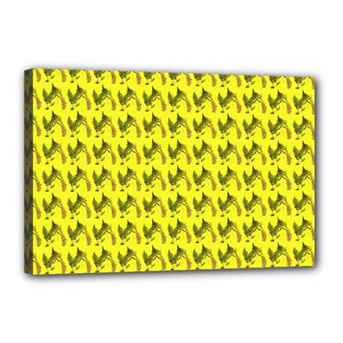 Fern Pattern 2 Yellow Canvas 18  X 12  (stretched) by violetheavensky