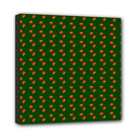 Kawaii Pumpkin Patt Green Mini Canvas 8  X 8  (stretched) by violetheavensky