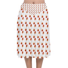 Kawaii Pumpkin Patt White Velvet Flared Midi Skirt by violetheavensky
