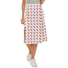 Kawaii Pumpkin Patt White Midi Panel Skirt by violetheavensky