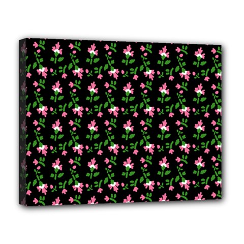 Pink Carnation Black Canvas 14  X 11  (stretched) by violetheavensky