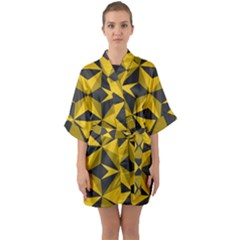 Abstract Pattern Geometric Backgrounds   Half Sleeve Satin Kimono  by Eskimos