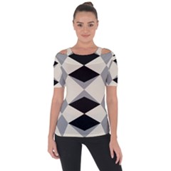 Abstract Pattern Geometric Backgrounds   Shoulder Cut Out Short Sleeve Top by Eskimos