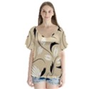 Folk flowers print Floral pattern Ethnic art V-Neck Flutter Sleeve Top View1