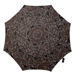 Brown And Black Abstract Vivid Texture Hook Handle Umbrellas (medium) by dflcprintsclothing