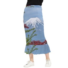 Mountain-mount-landscape-japanese Maxi Fishtail Chiffon Skirt by Sudhe