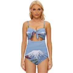 Mountain-mount-landscape-japanese Knot Front One-piece Swimsuit by Sudhe