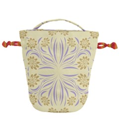 Folk Flowers Print Floral Pattern Ethnic Art Drawstring Bucket Bag by Eskimos