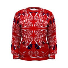 Floral Folk Damask Pattern Fantasy Flowers  Women s Sweatshirt by Eskimos