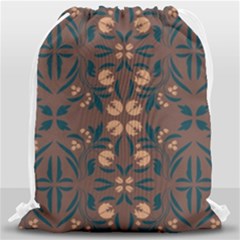 Floral Folk Damask Pattern  Drawstring Bag (large) by Eskimos