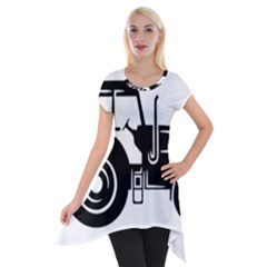 Black-farm-tractor-cut Short Sleeve Side Drop Tunic by DinzDas