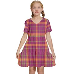 Tartan 9 Kids  Short Sleeve Tiered Mini Dress by tartantotartanspink