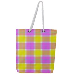 Pink Tartan-8 Full Print Rope Handle Tote (large) by tartantotartanspink2