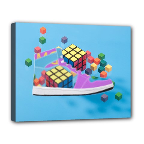 Floating-cubes-on-blue Backgrounderaser 20220422 203144521 Backgrounderaser 20220422 203216276 Canvas 14  X 11  (stretched) by marthatravis1968