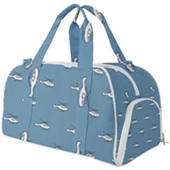 Cartoon Sketchy Helicopter Drawing Motif Pattern Burner Gym Duffel Bag by dflcprintsclothing