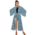 Cartoon Sketchy Helicopter Drawing Motif Pattern Maxi Kimono View1