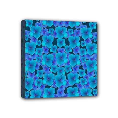 Blue In Bloom On Fauna A Joy For The Soul Decorative Mini Canvas 4  X 4  (stretched) by pepitasart
