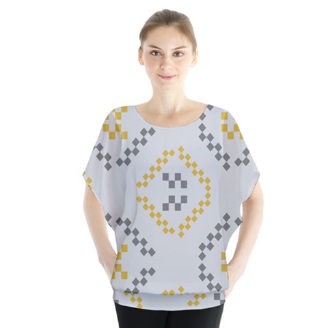 Abstract Pattern Geometric Backgrounds   Batwing Chiffon Blouse by Eskimos