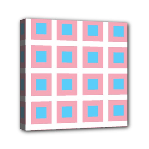 Trans Flag Squared Plaid Mini Canvas 6  X 6  (stretched) by WetdryvacsLair