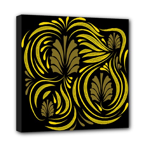 Folk Flowers Floral Art Print Flowers Abstract Art  Mini Canvas 8  X 8  (stretched) by Eskimos