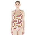 Abstract pattern geometric backgrounds   Halter Swimsuit View1