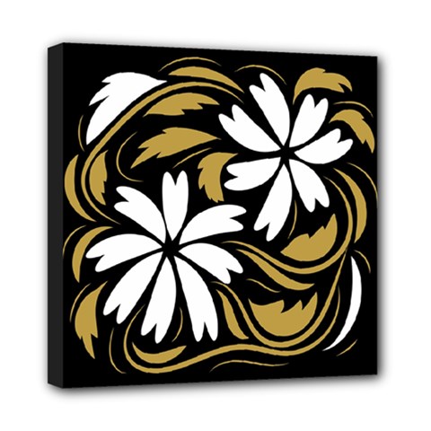 Folk Flowers Floral Art Print Flowers Abstract Art  Mini Canvas 8  X 8  (stretched) by Eskimos